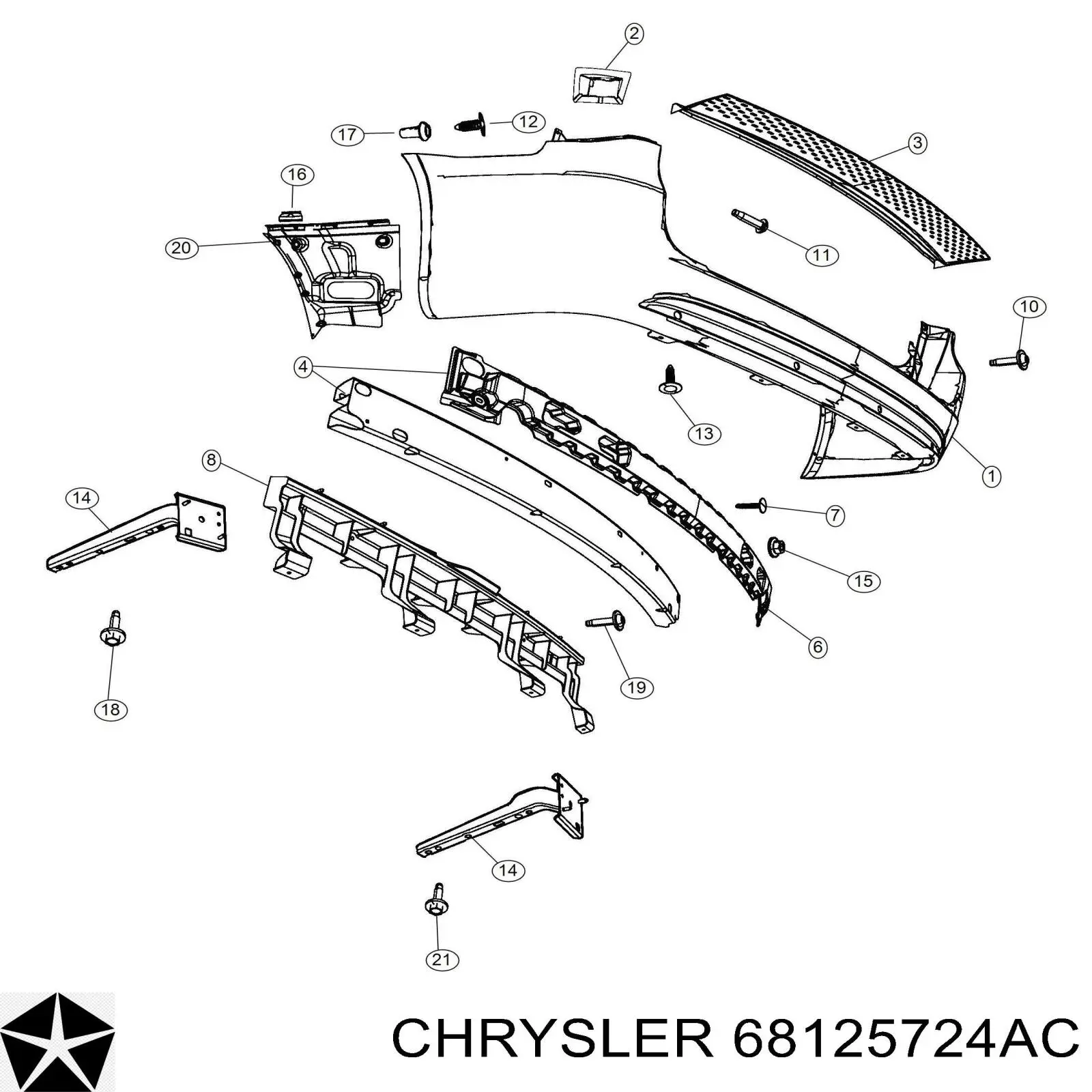 Бампер задний Chrysler 68125724AC цена, от 392.21 USD