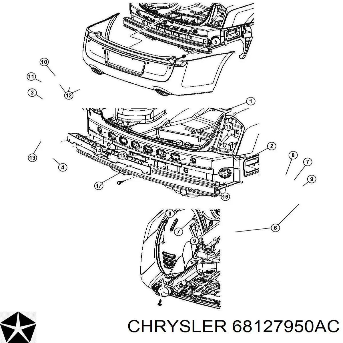 Бампер задний Chrysler 300 (Крайслер 300)