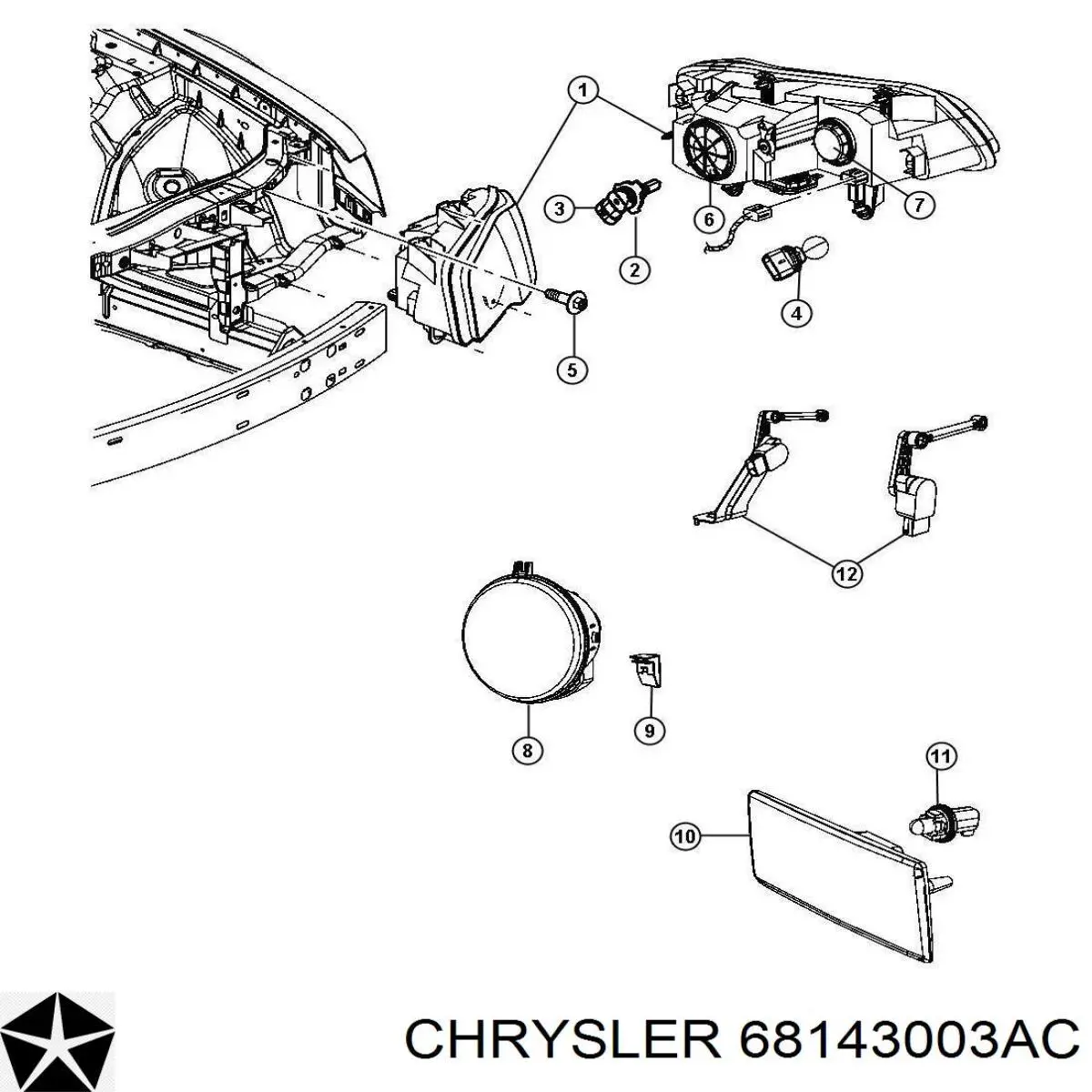 Купить 68143003AC Chrysler Фара левая передняя