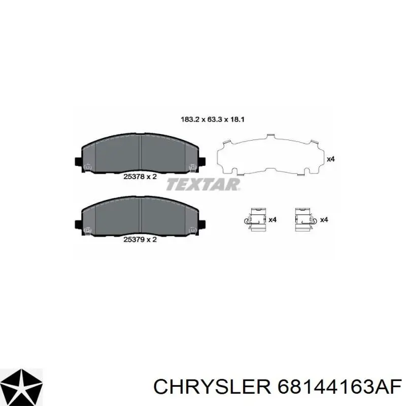 Передние тормозные колодки 68144163AF Chrysler