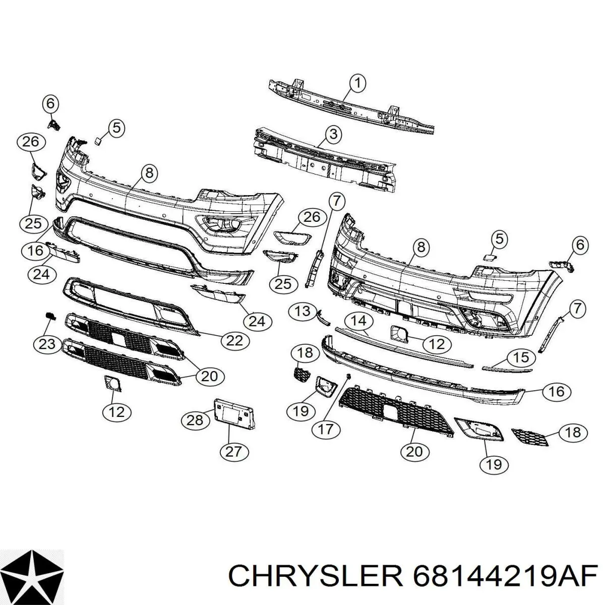 Купить 68144219AF Chrysler Крепление бампера