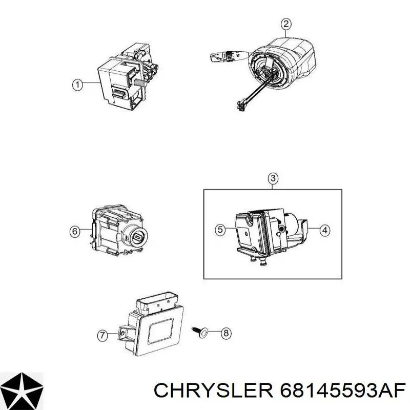 Купить 68145593AF Chrysler Механизм блокировки рулевого колеса