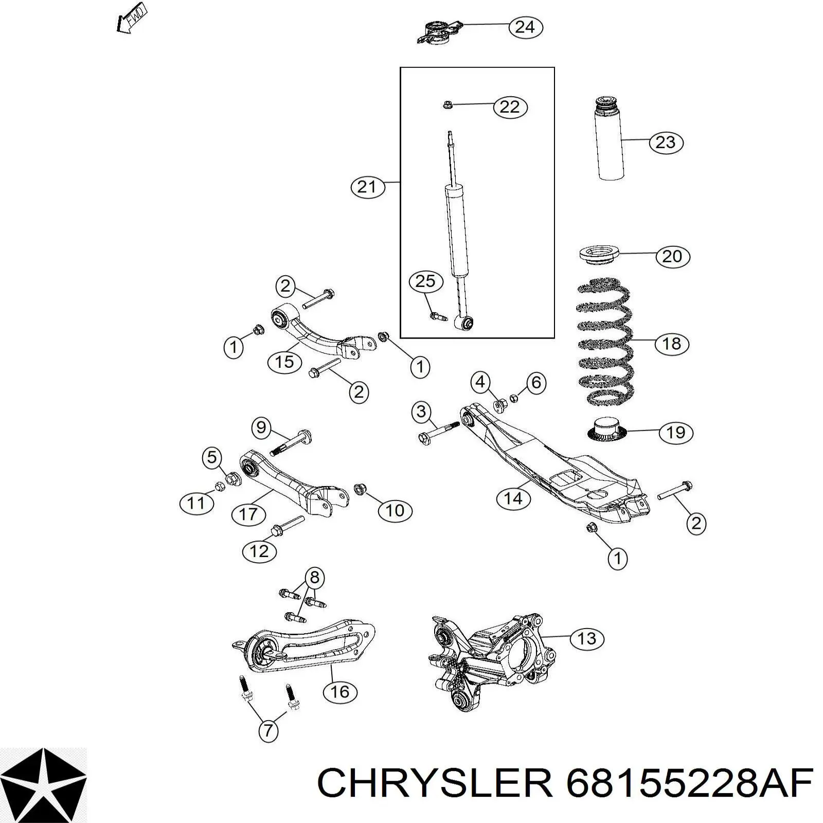 Рычаг (тяга) задней подвески продольный нижний правый Chrysler 68155228AF цена, от 33.33 USD