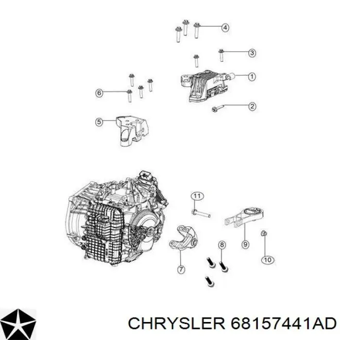 Задняя опора двигателя 68157441AB Chrysler