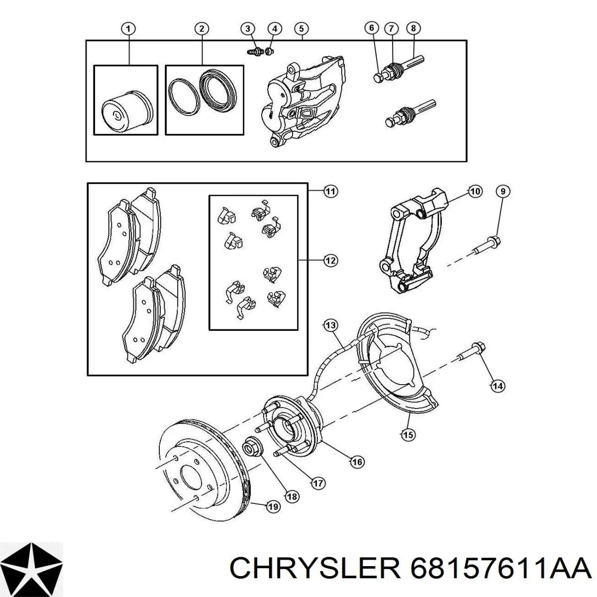 Купить 05143358AF Chrysler Суппорт тормозной передний левый