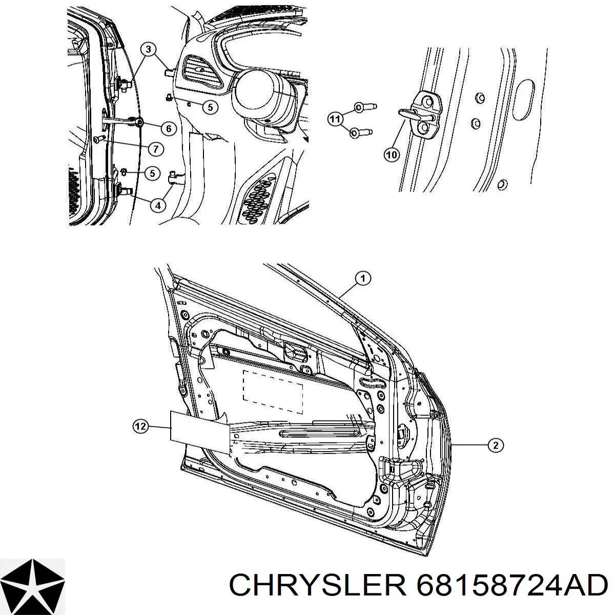 Пассажирская передняя дверь Chrysler 68158724AA