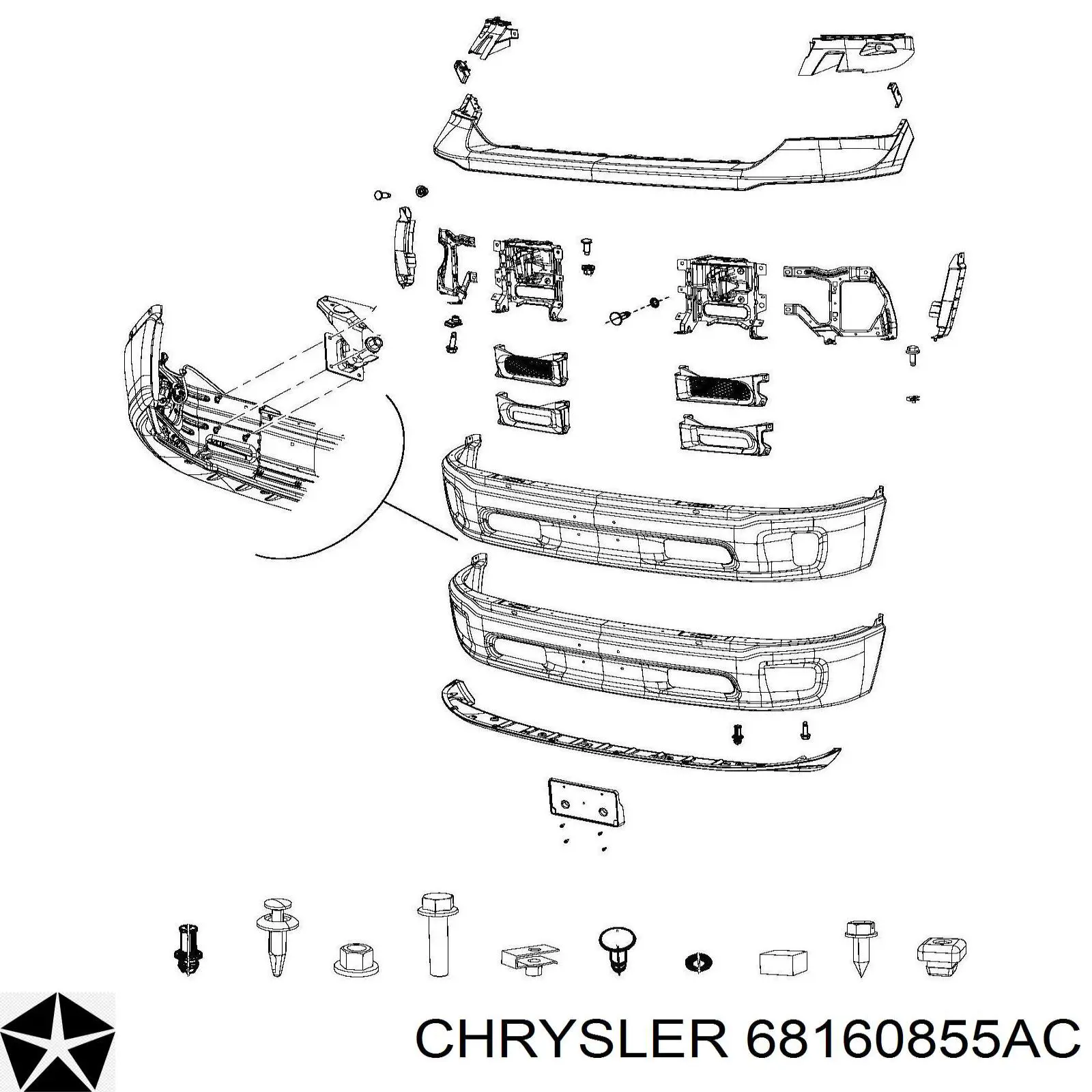 68160855AC Chrysler бампер передний, нижняя часть