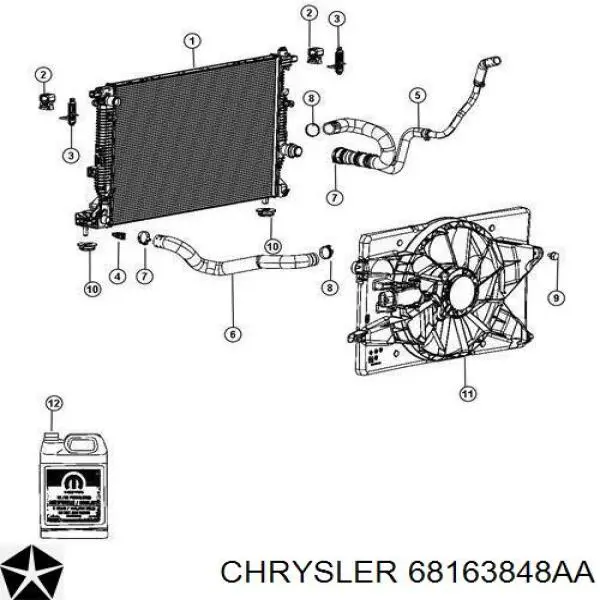 68163 848AA Chrysler fluido de esfriamento