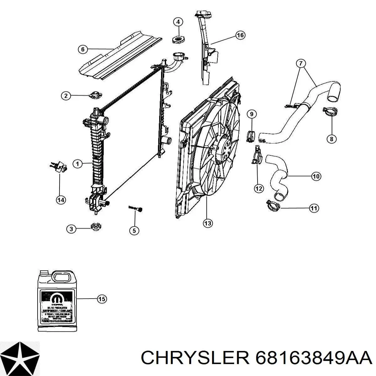 68163849AA Chrysler fluido de esfriamento