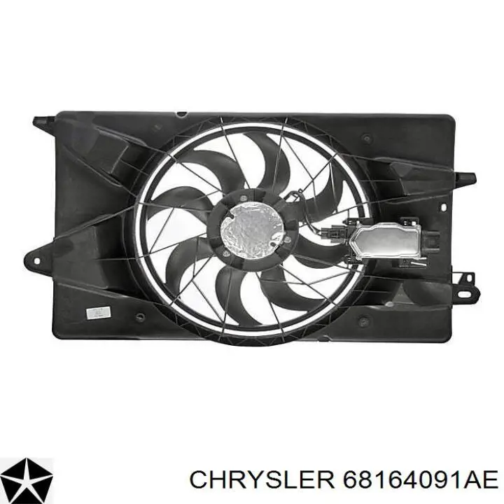 Купить 68164091AF Chrysler Диффузор вентилятора в сборе с мотором и крыльчаткой