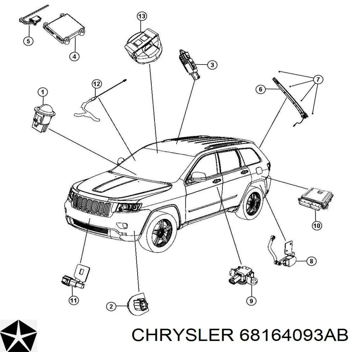Купить 68164093AA Chrysler Датчик уровня положения кузова передний левый