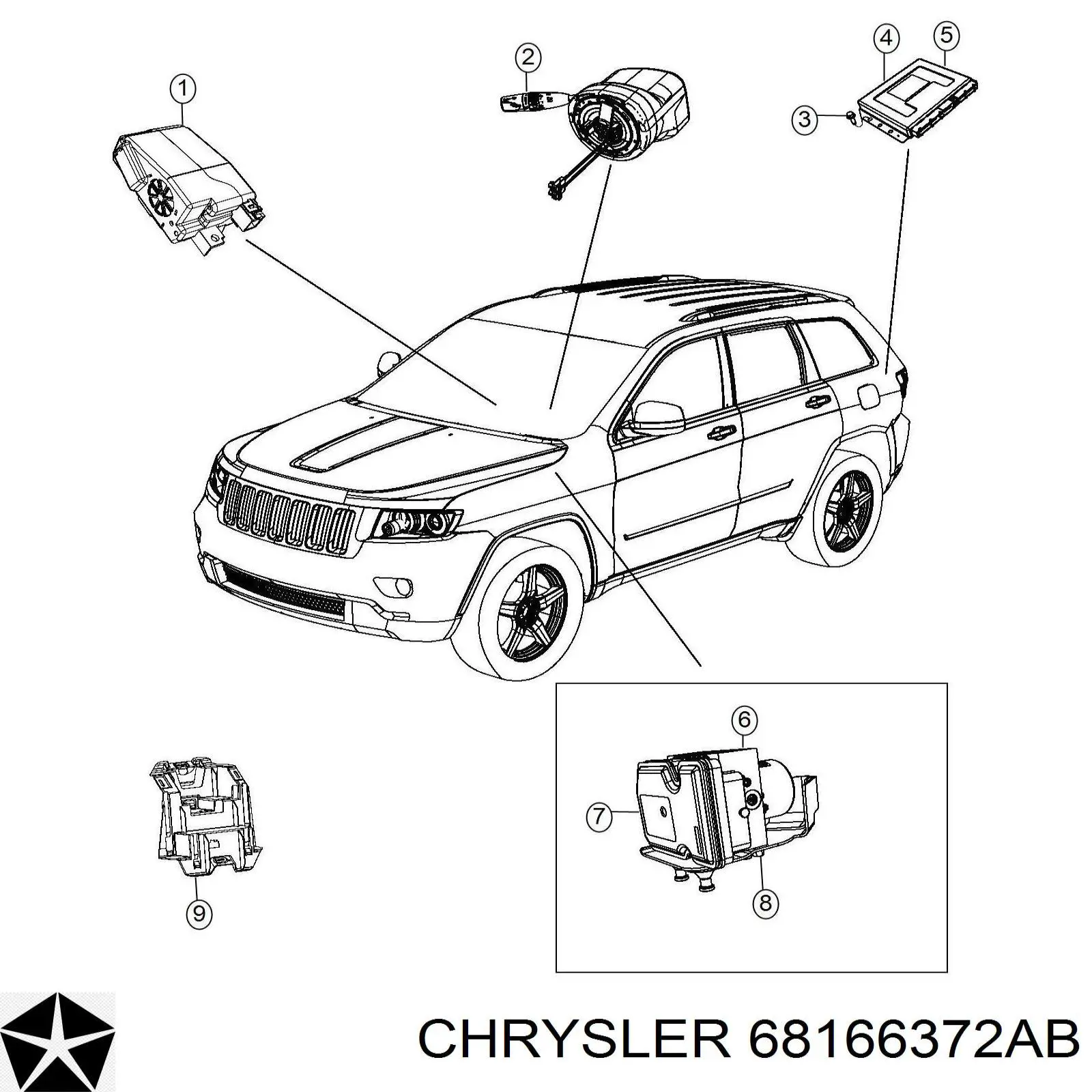 68166372AB Chrysler Механизм блокировки рулевого колеса