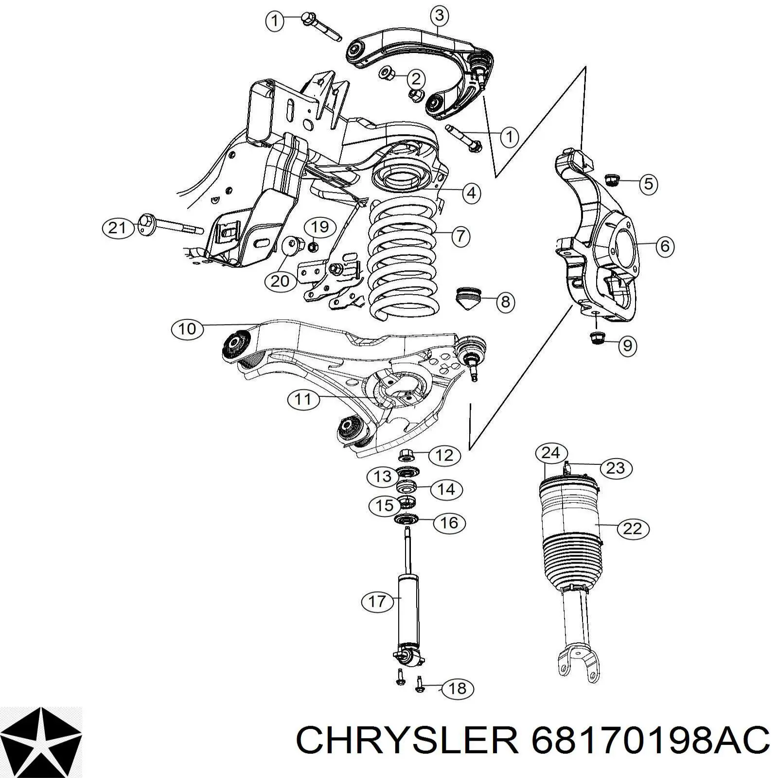 Амортизатор передний K68170198AB Fiat/Alfa/Lancia