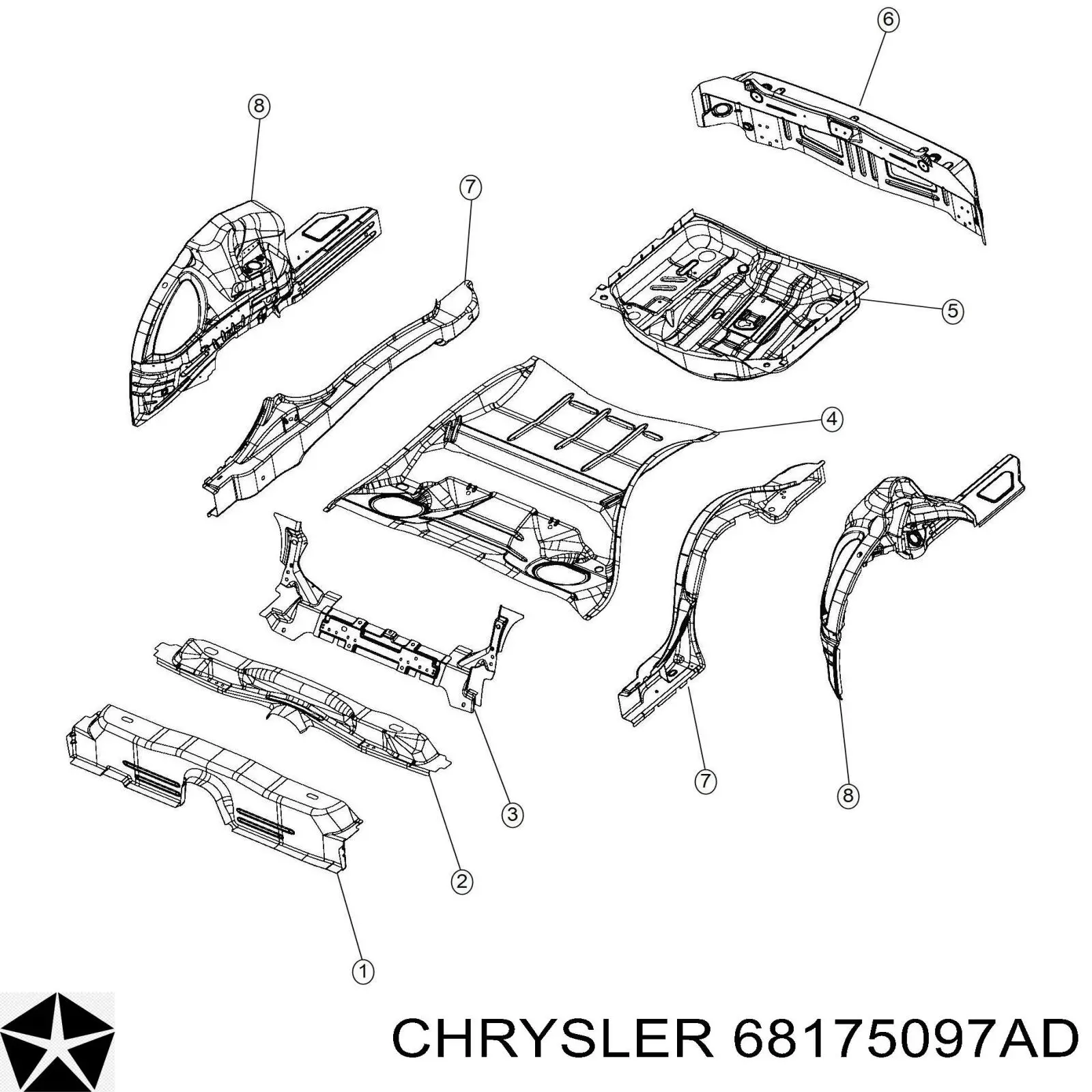 Перегородка Chrysler 68175097AD цена, от 752.30 USD