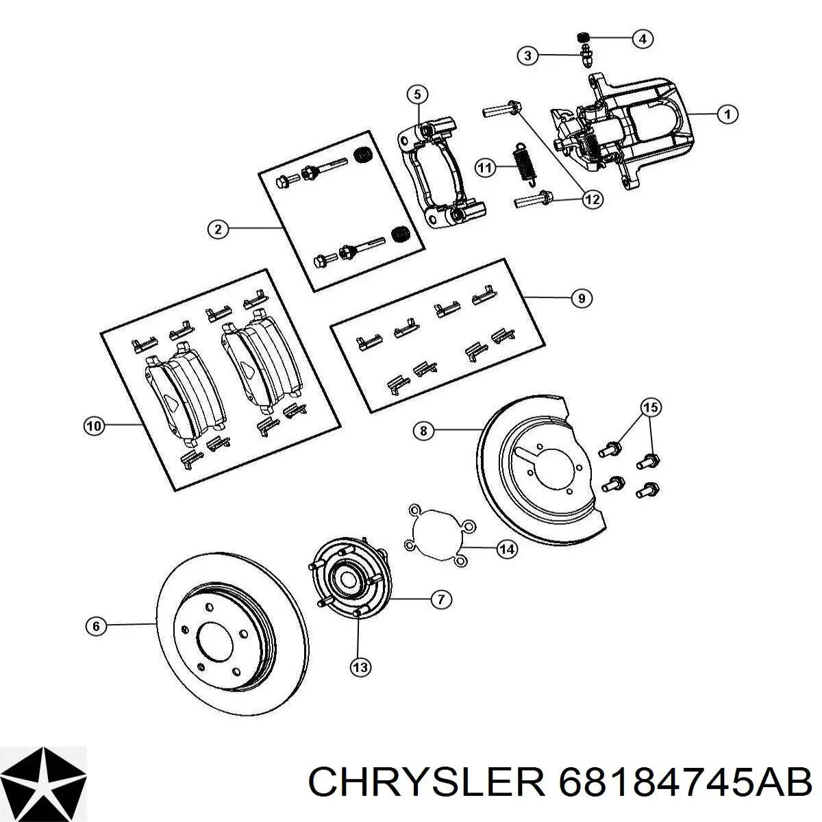 68184745AB Chrysler cubo traseiro esquerdo