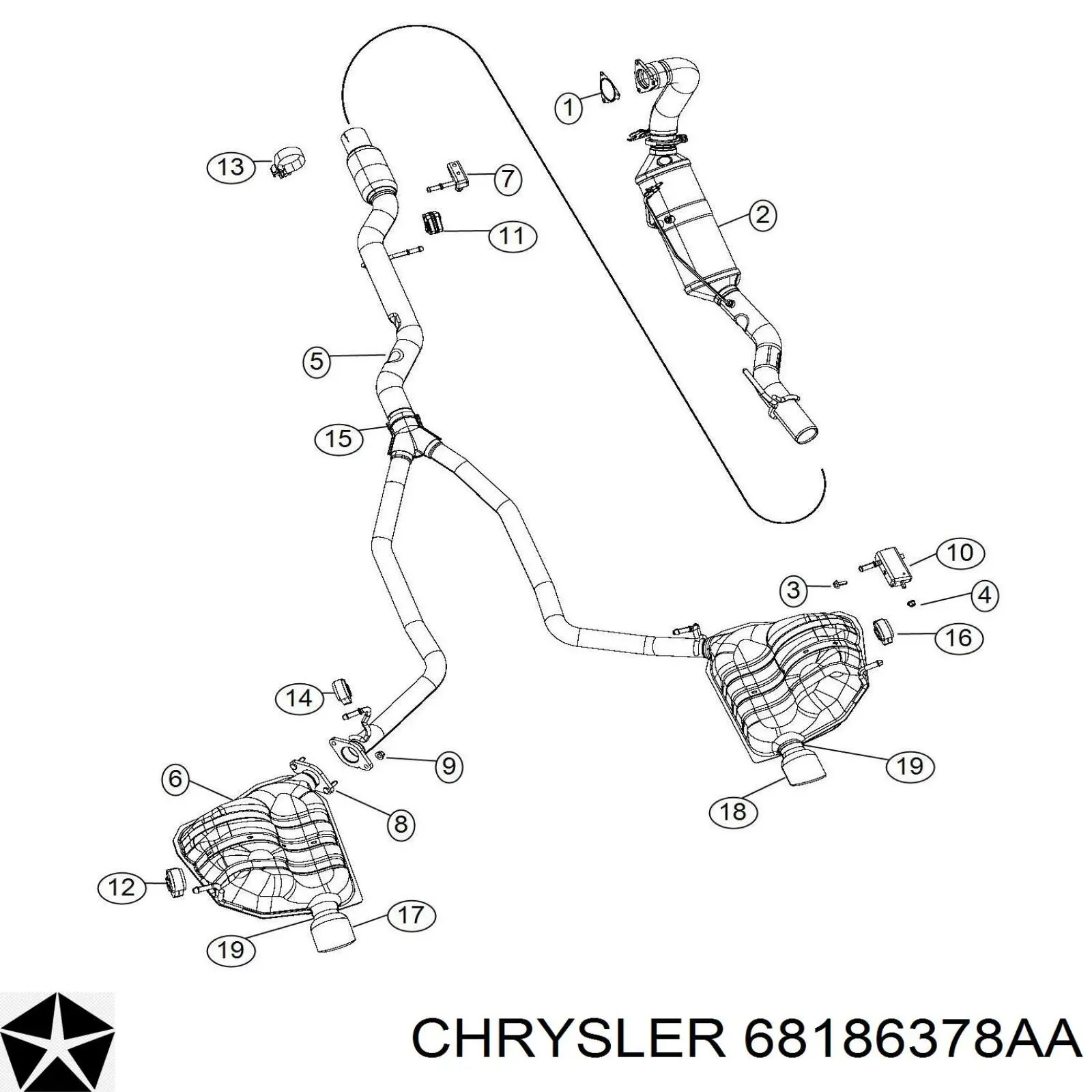 Выхлоп задний Chrysler 68186378AA цена, от 121.33 USD