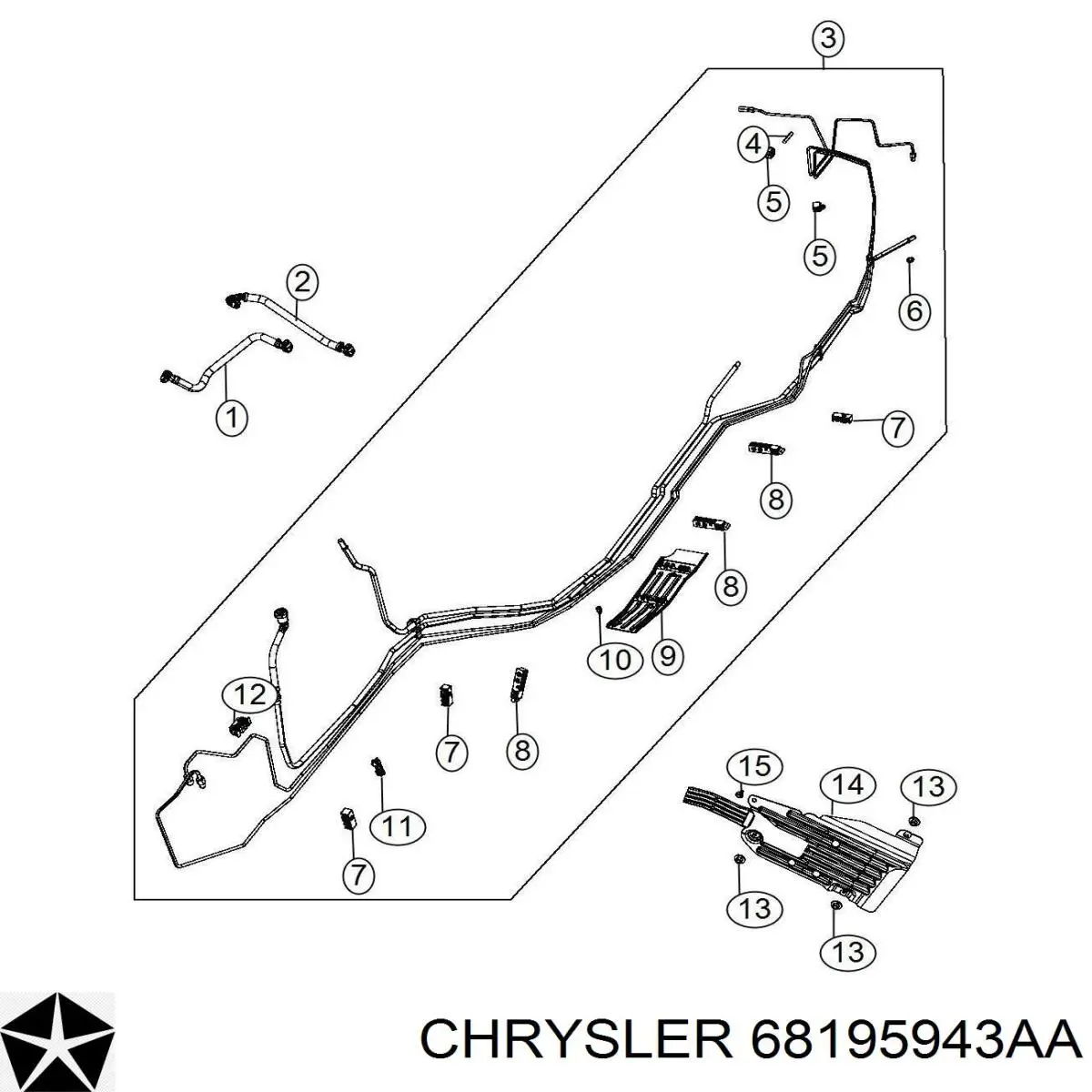 Защита топливных трубок бака Chrysler 68195943AA