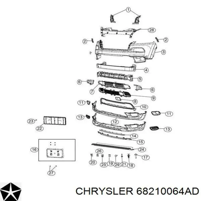 Кронштейн бампера переднего, правый Fiat/Alfa/Lancia K68210064AD