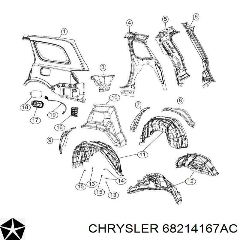 Боковая часть задняя левая Chrysler 68214167AC цена, от 316.73 USD
