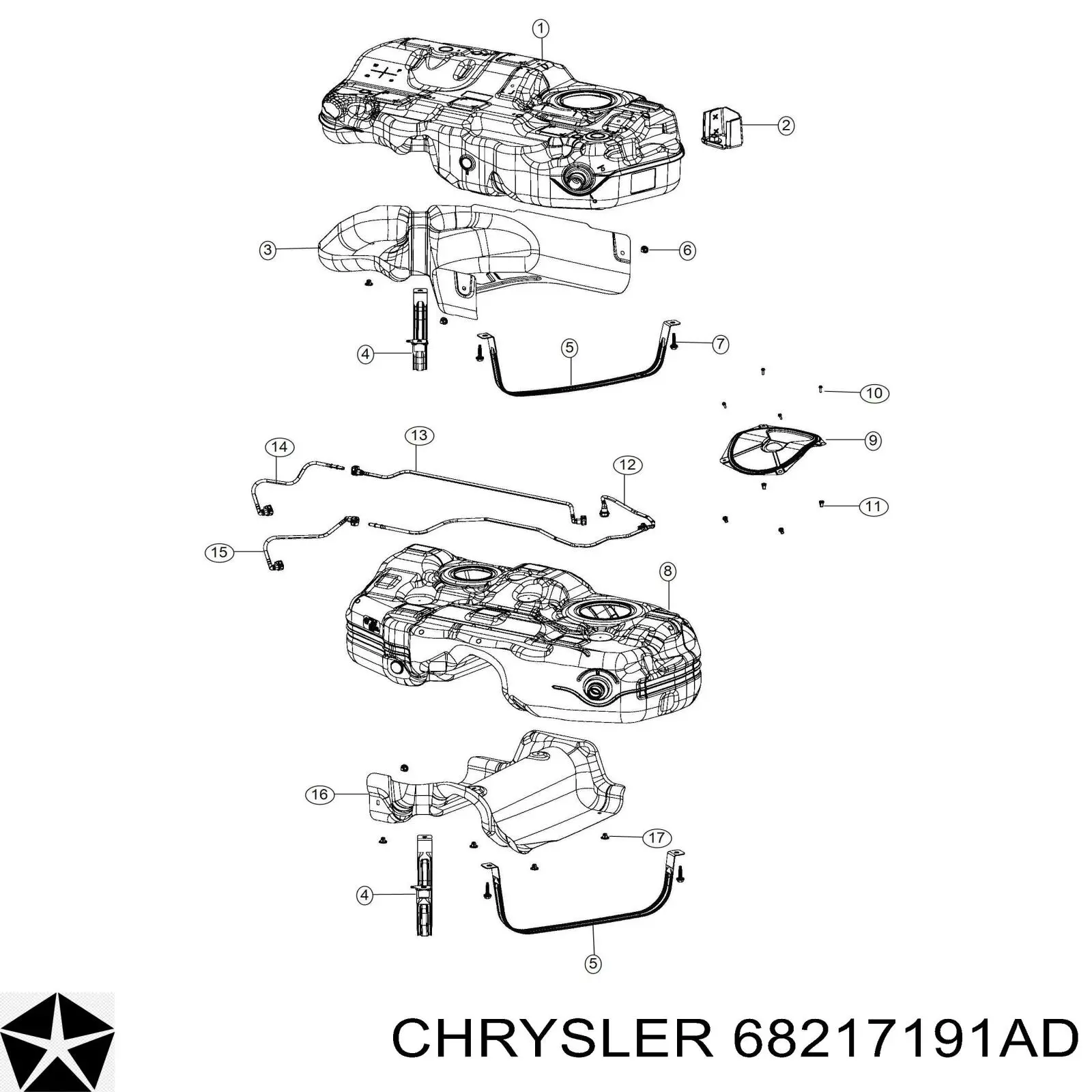 Купить 68217191AC Chrysler Танк топливный