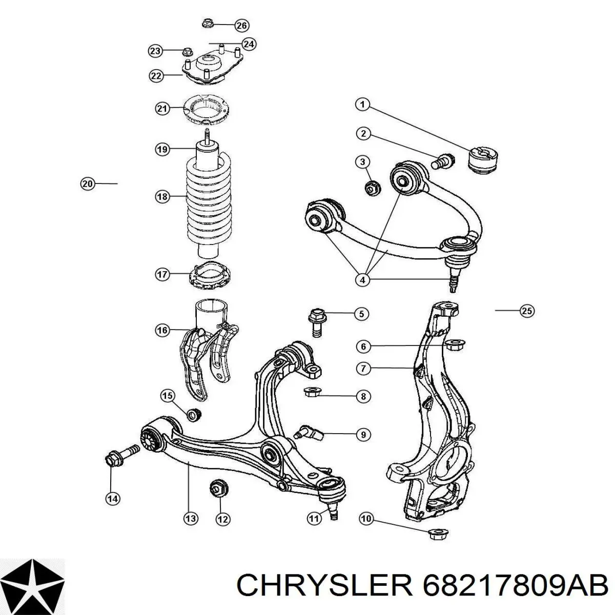 Купить 68217809AB Chrysler Рычаг передней подвески верхний левый