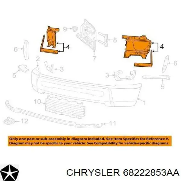 Энергопоглотитель переднего бампера Chrysler 68222853AC цена, от 74.72 USD