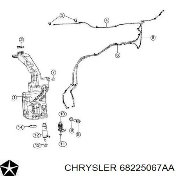 68225067AA Chrysler tanque de fluido para lavador de vidro