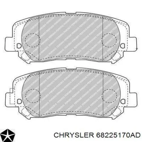 68225170AD Chrysler sapatas do freio dianteiras de disco