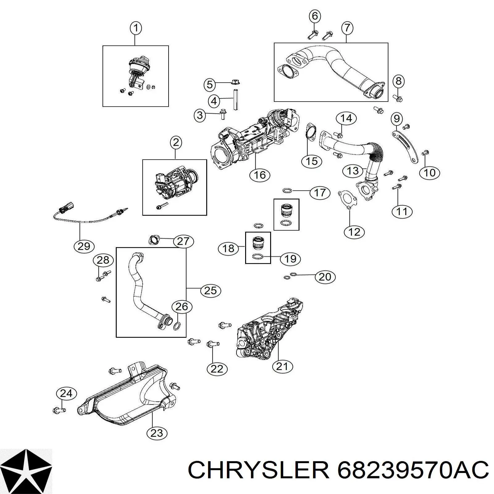 Приборы управления системы рециркуляции Chrysler 68239570AA цена, от 637.03 USD