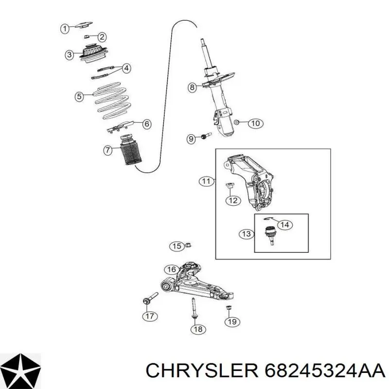 Купить 68245324AA Chrysler Опора амортизатора переднего правого