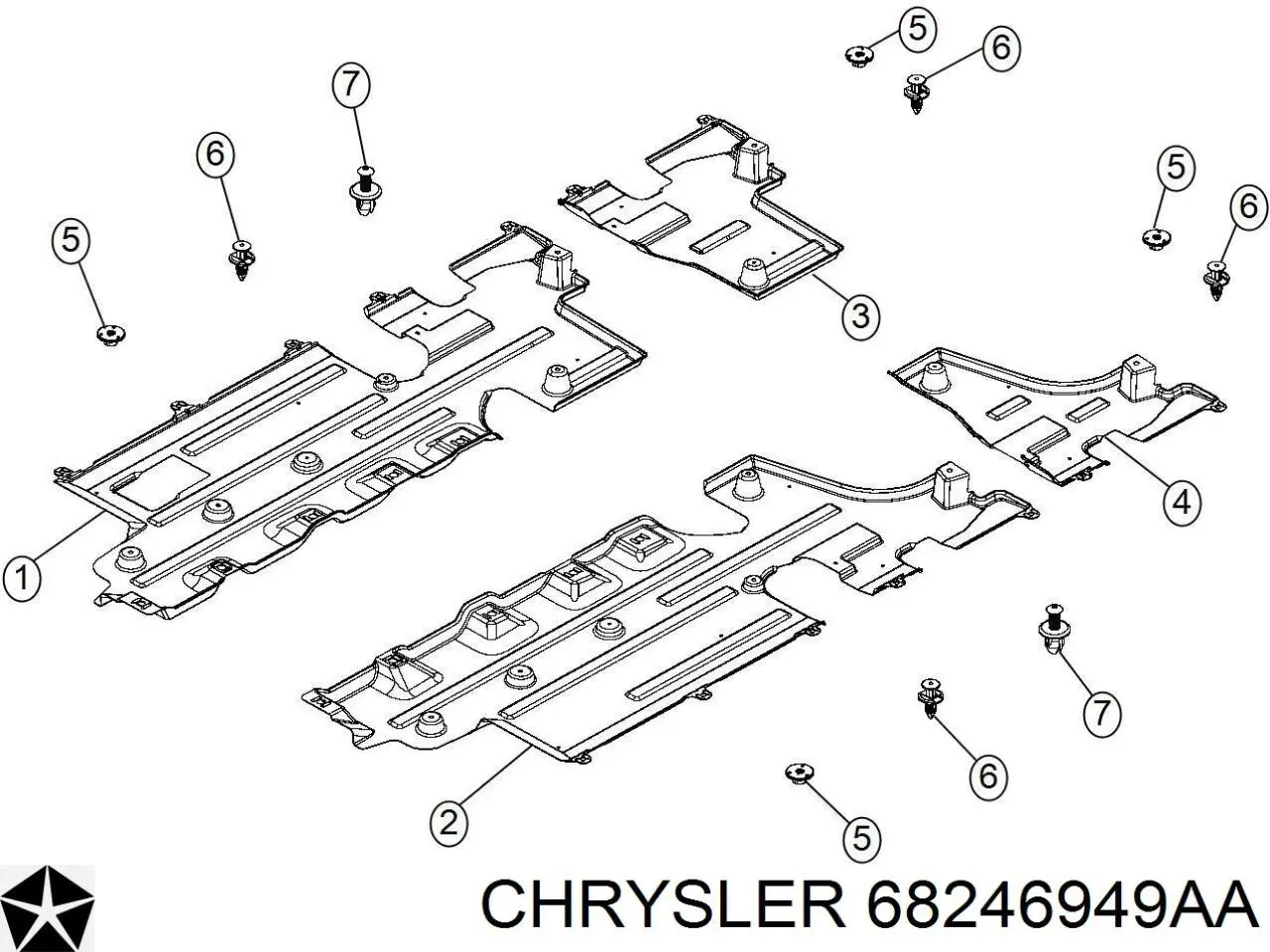 68530956AA Chrysler защита днища правая