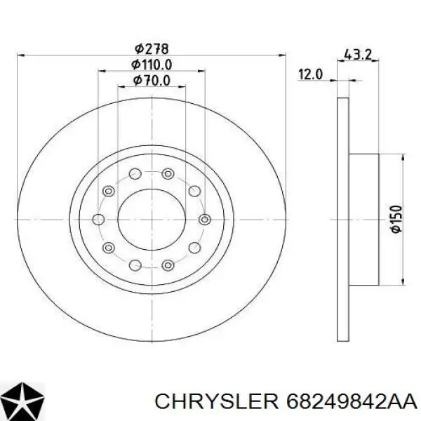 Диск тормозной задний CHRYSLER 68249842AA