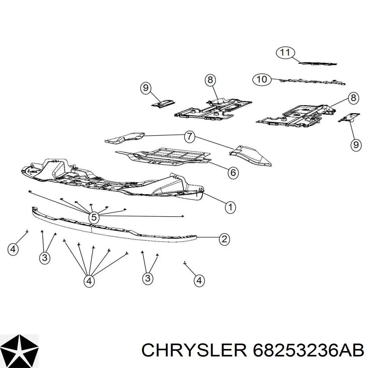 Защита двигателя правая Chrysler 68253236AC цена, от 14.02 USD