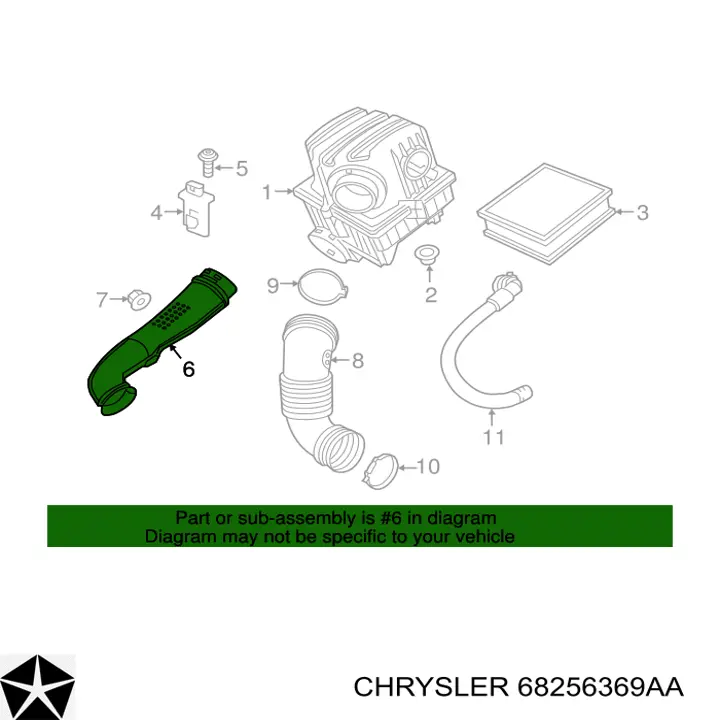 68256369AA Chrysler cano derivado de ar, entrada de filtro de ar