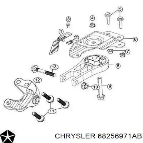 68256971AB Chrysler coxim (suporte traseiro de motor)