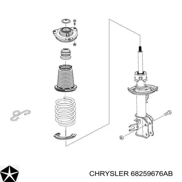 Амортизатор передний правый 68259676AB Chrysler