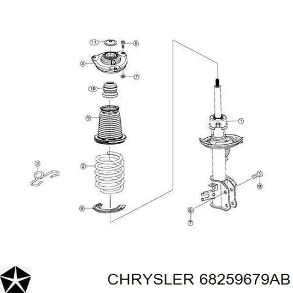 Амортизатор передний левый 68259679AB Chrysler