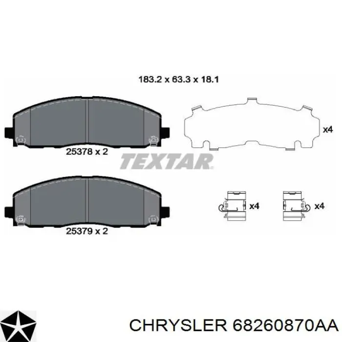 Купить 68260870AA Chrysler Колодки тормозные
