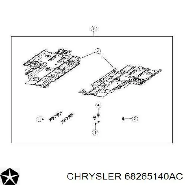 Защита днища, средняя часть 68265140AC Chrysler