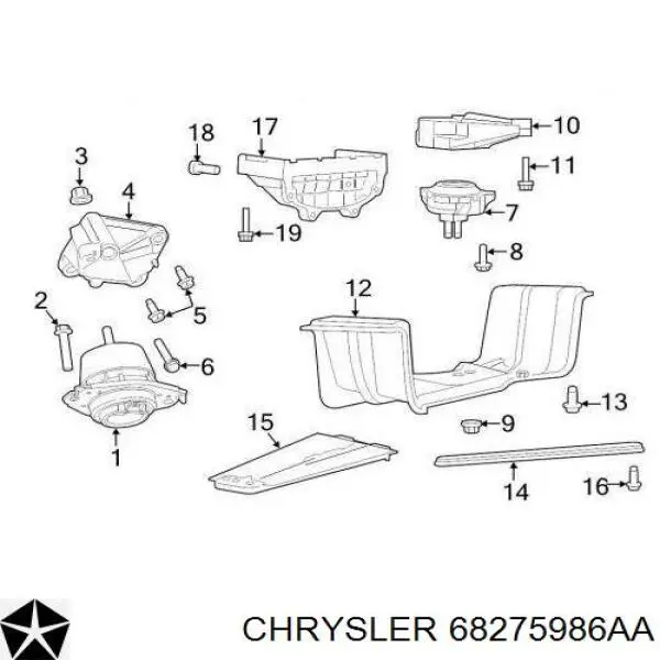 Кронштейн подушки (опоры) двигателя правой Chrysler 52124988AB цена, от 42.18 USD