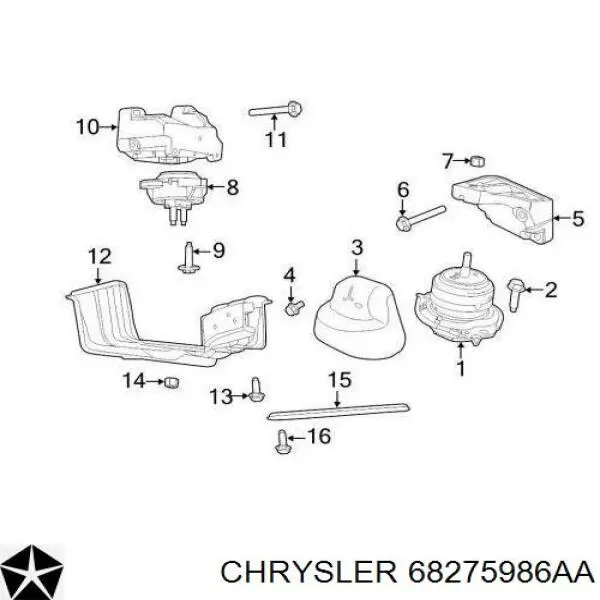 Кронштейн подушки (опоры) двигателя правой Chrysler 68275986AA цена, от 42.33 USD