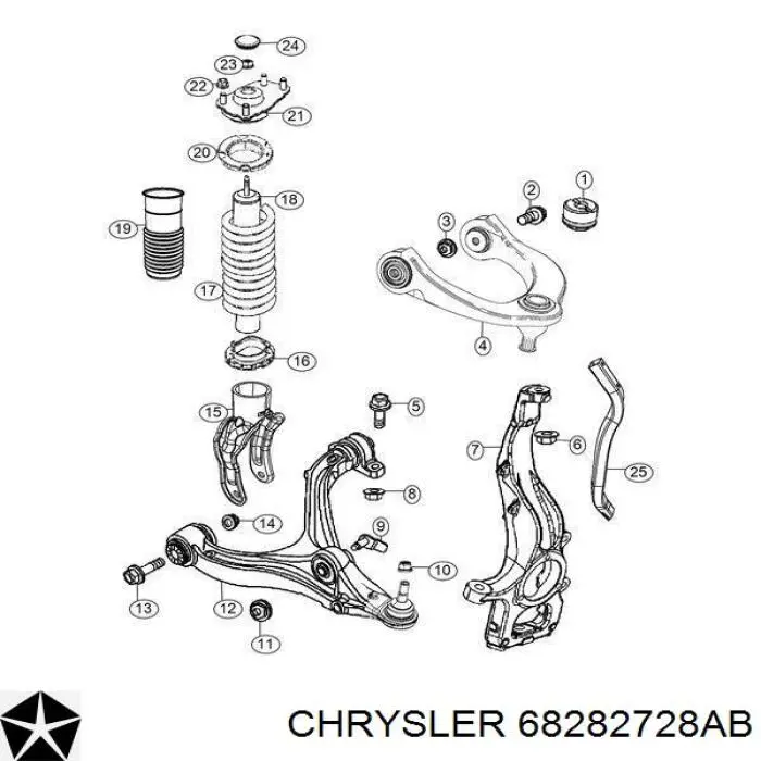 Купить 68282728AB Chrysler Нижний правый рычаг передней подвески