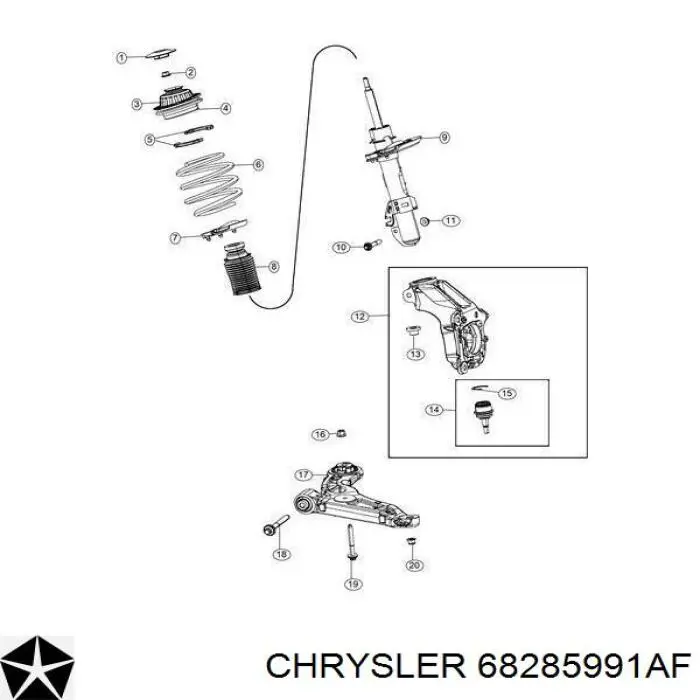 Рычаг передней подвески нижний левый 68285991AF Chrysler