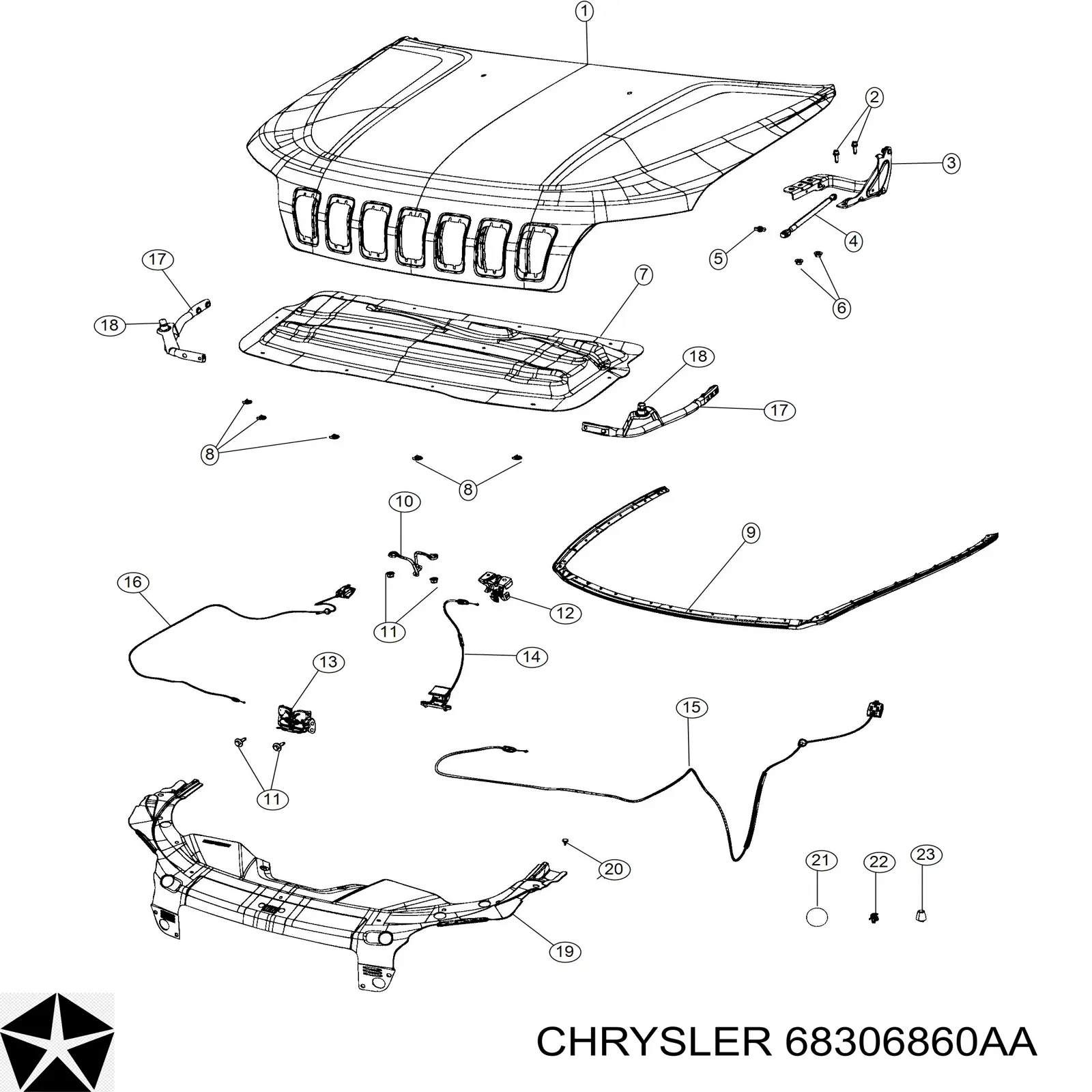 Обшивка капота Chrysler 68306860AA цена, от 63.34 USD