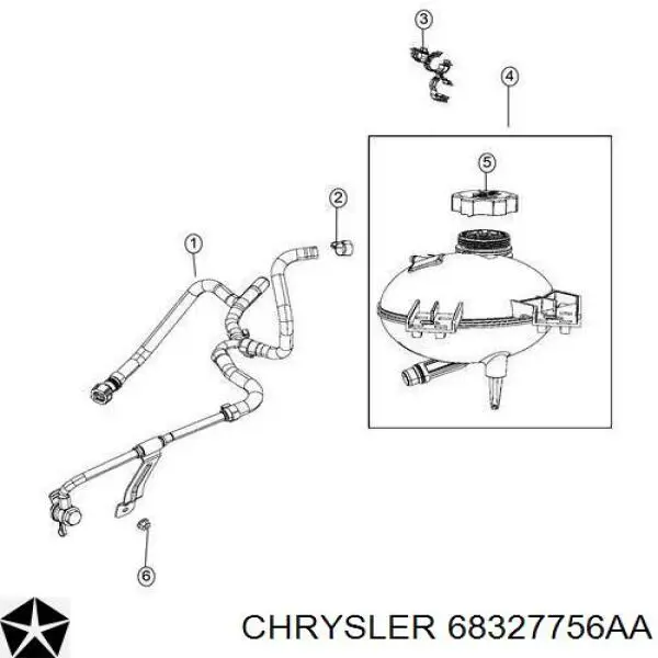 68255398AA Chrysler tanque de expansão do sistema de esfriamento