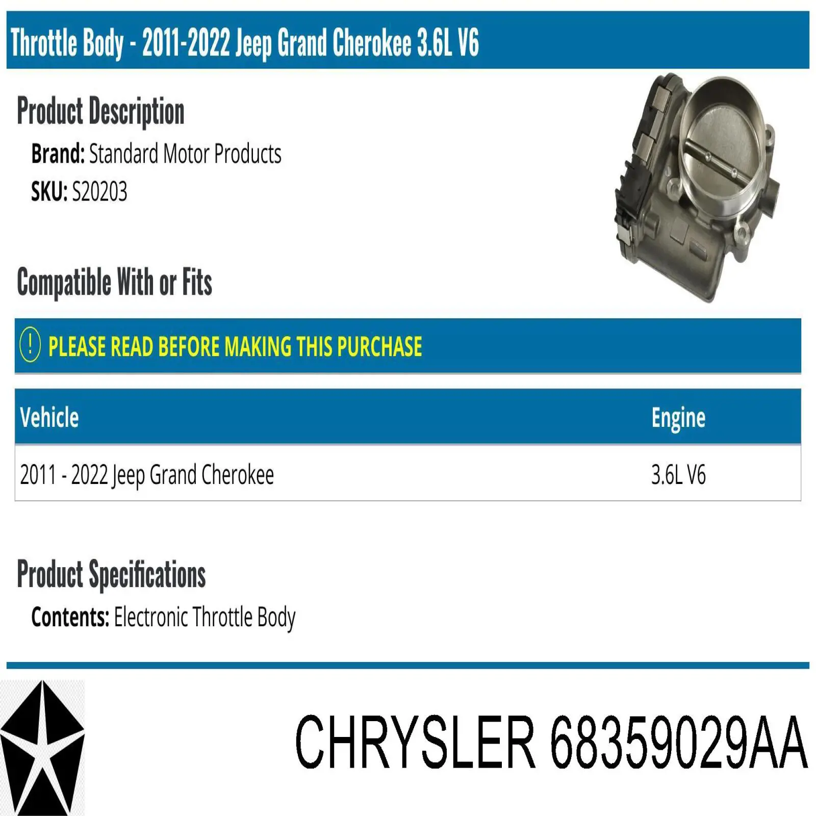 Купить 68364659AB Chrysler Датчик MAP