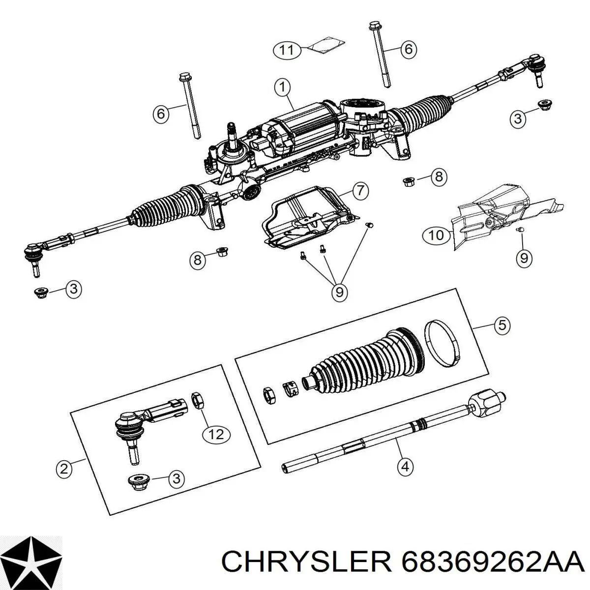 Реечный рулевой механизм Chrysler 05154454AH цена, от 147.64 USD