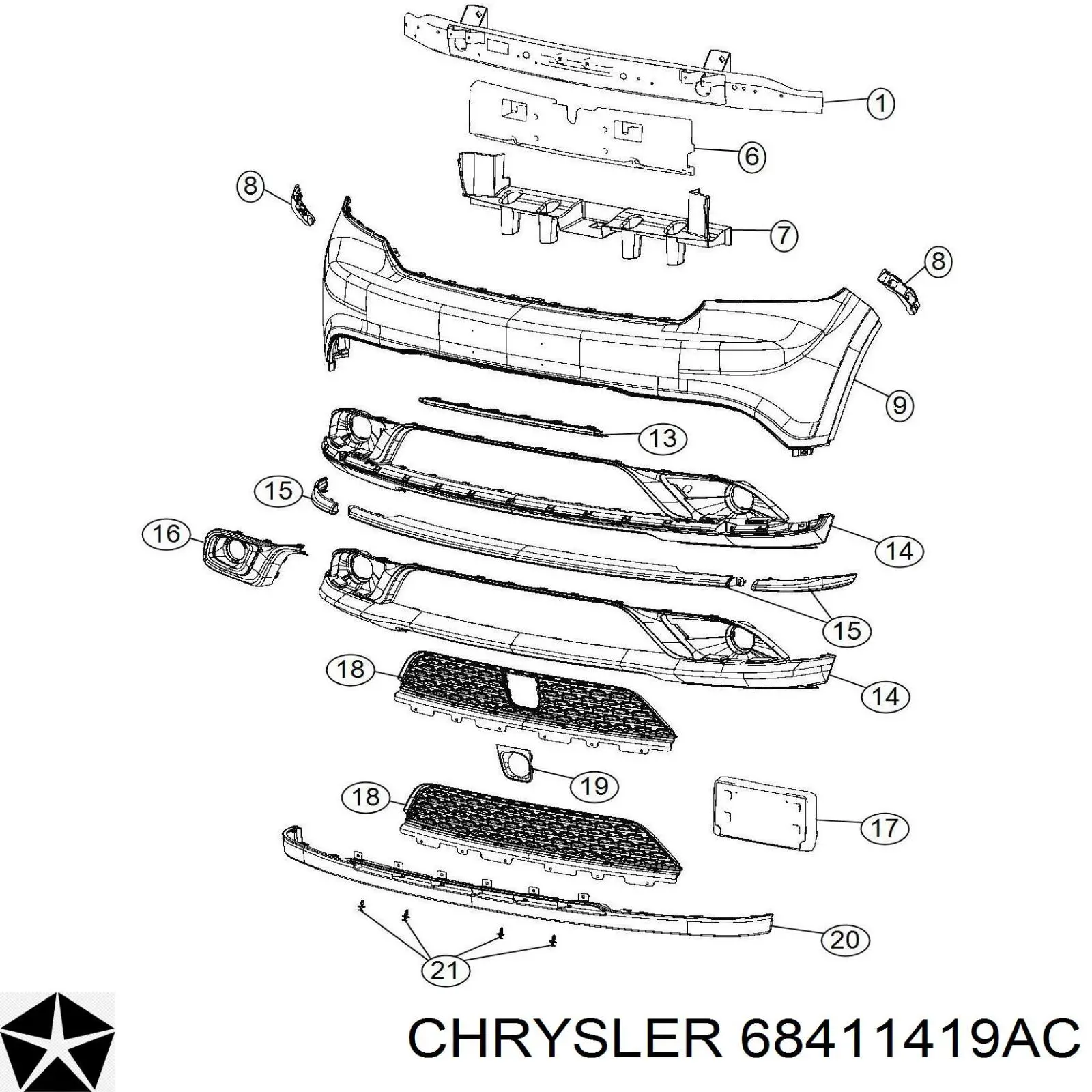 Кронштейн крепления бампера переднего левый Chrysler 68191931AC цена, от 4.99 USD