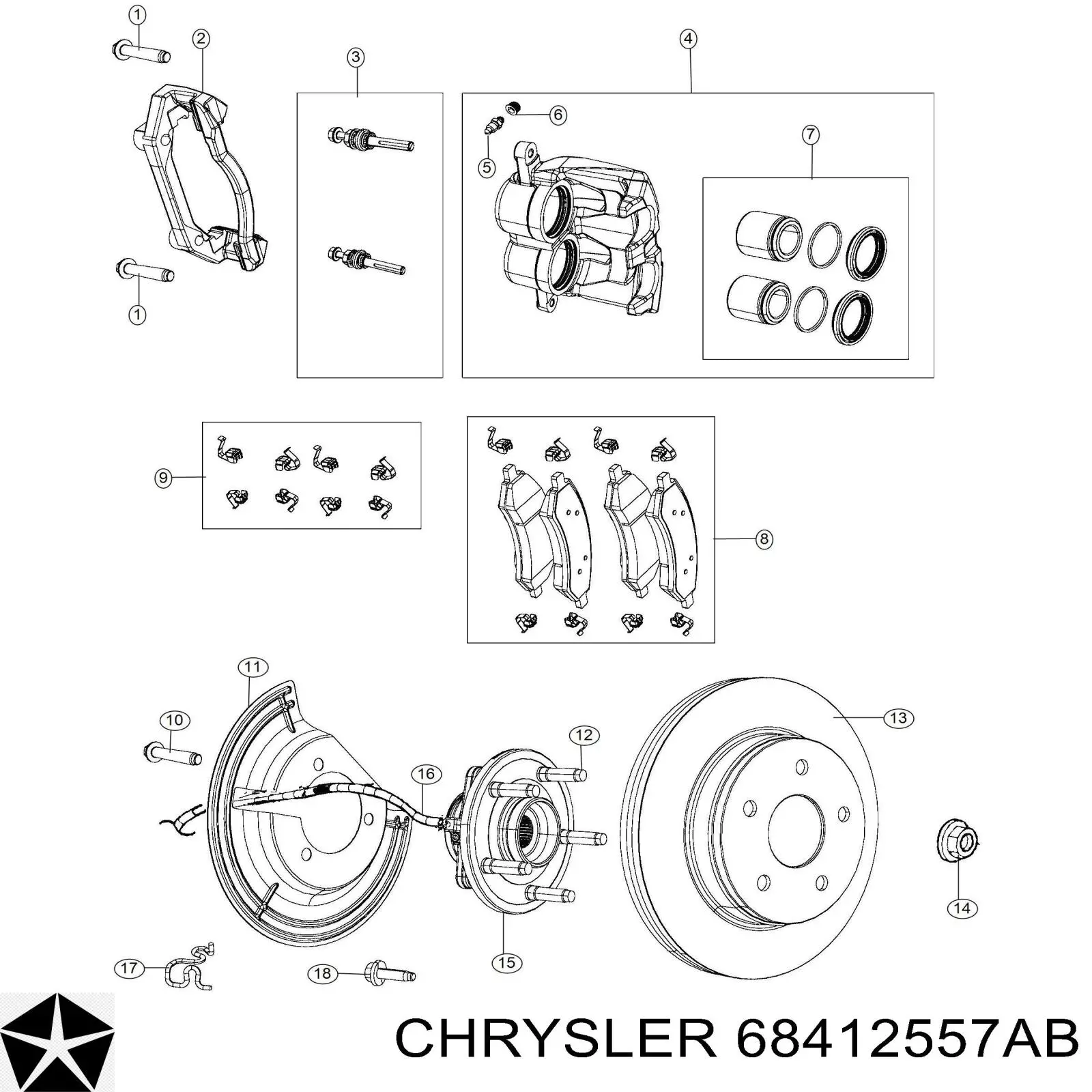 68412557AD Chrysler передние тормозные колодки