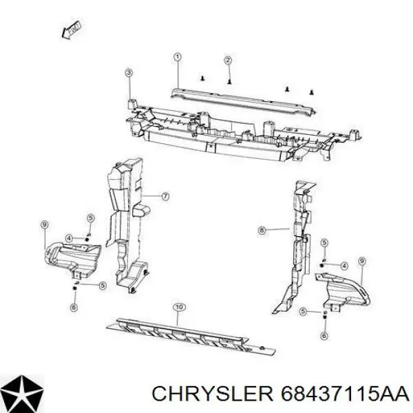 68437115AA Chrysler накладка диффузора радиатора верхняя